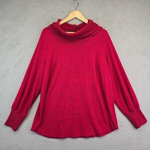 Cozy Cowl Shaw Neck Sweater Women's XL Red Tunic Soft Cozy Lagom‎ Chic Soft Top